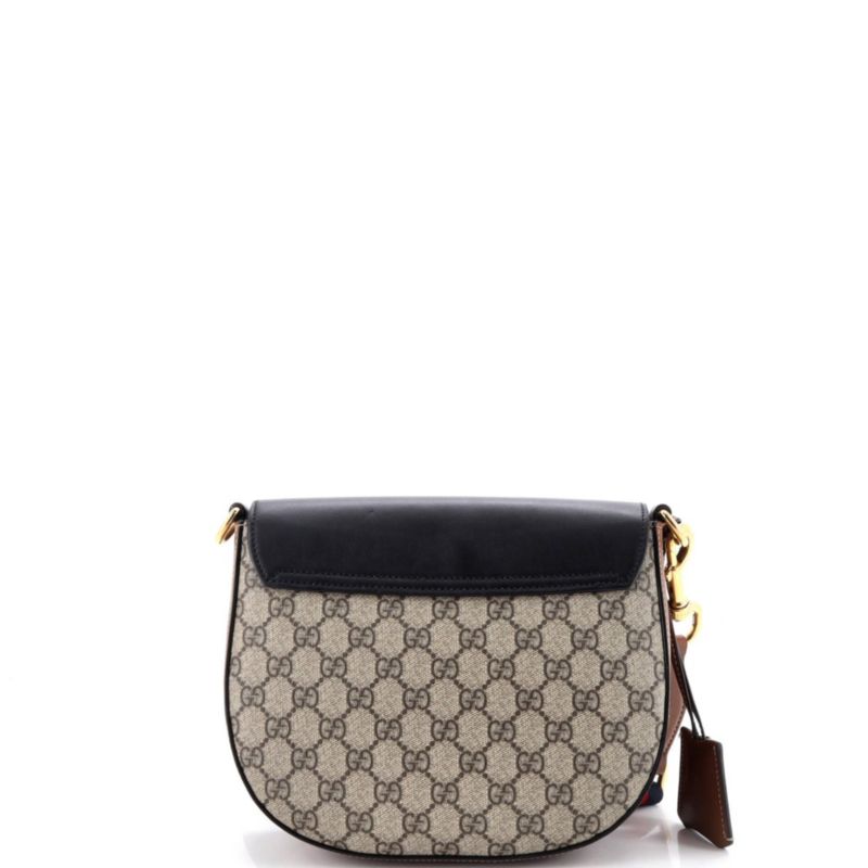 Medium Padlock Saddle Shoulder Bag GG Coated Canvas and Leather