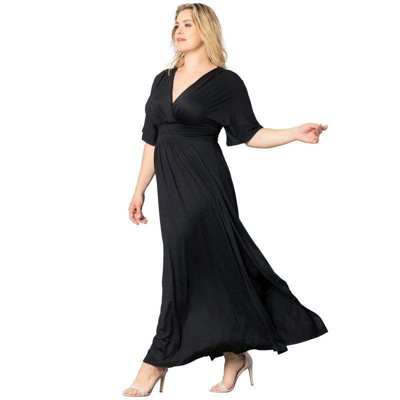 Plus Size Vienna Kimono Sleeve Long Maxi Dress