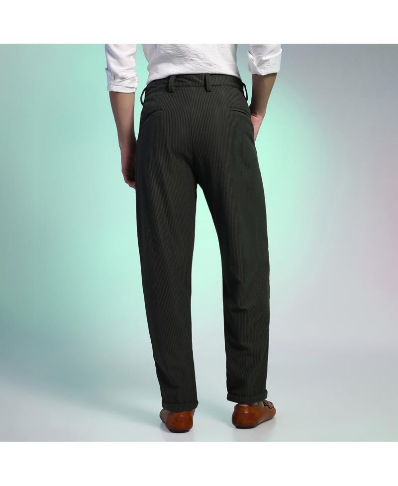 Men's Midnight Black Corduroy Tailored Trousers
