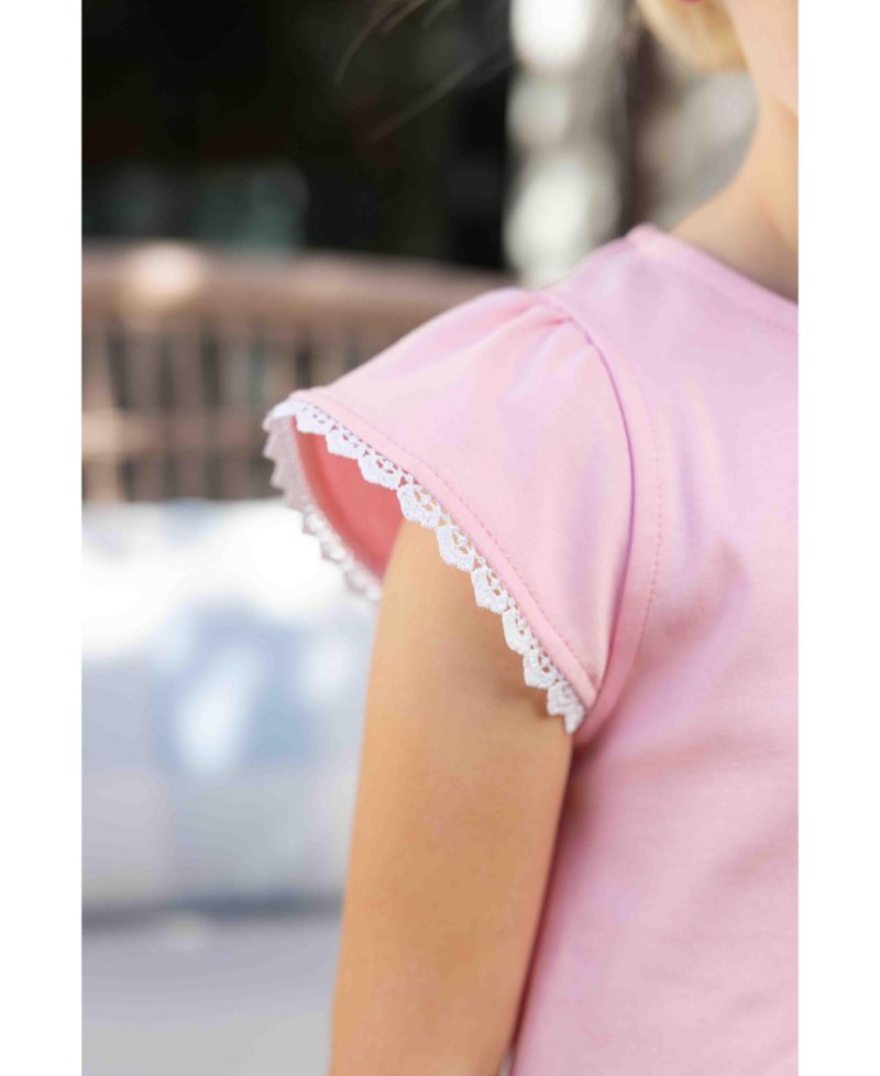 Little Girls Knit Top With Flowers