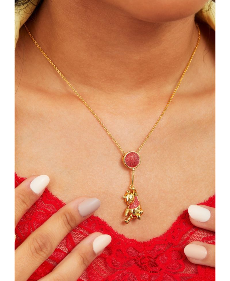 Classics Winnie the Pooh Gold Plated Swinging Balloon Necklace, 18"