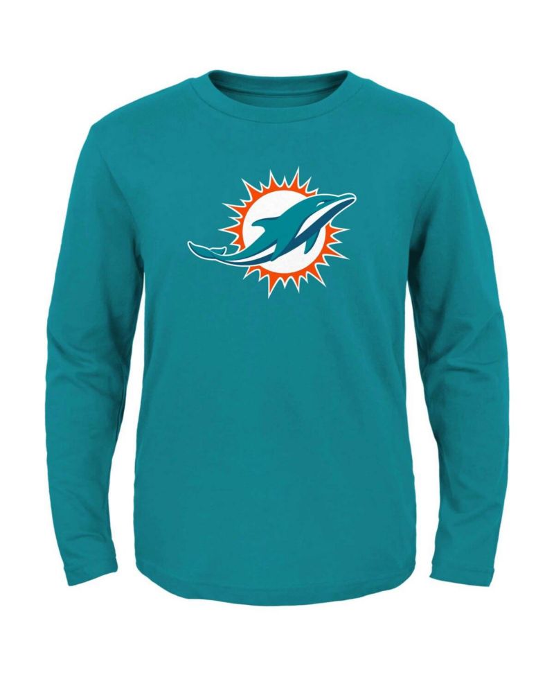 Big Boys and Girls Aqua Miami Dolphins Primary Logo Long Sleeve T-shirt