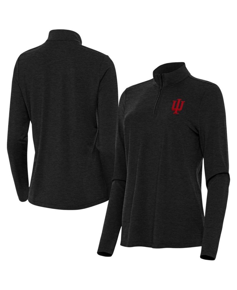 Women's Heather Black Indiana Hoosiers Bright Quarter-Zip Sweatshirt