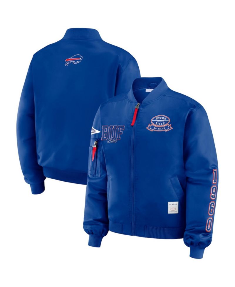 Women's Royal Buffalo Bills Patch Full-Zip Bomber Jacket