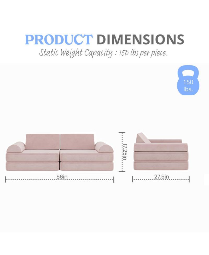 Conner Modular Play Couch For Kids With Convertible 6-Piece Design And Soft Foam Cushions