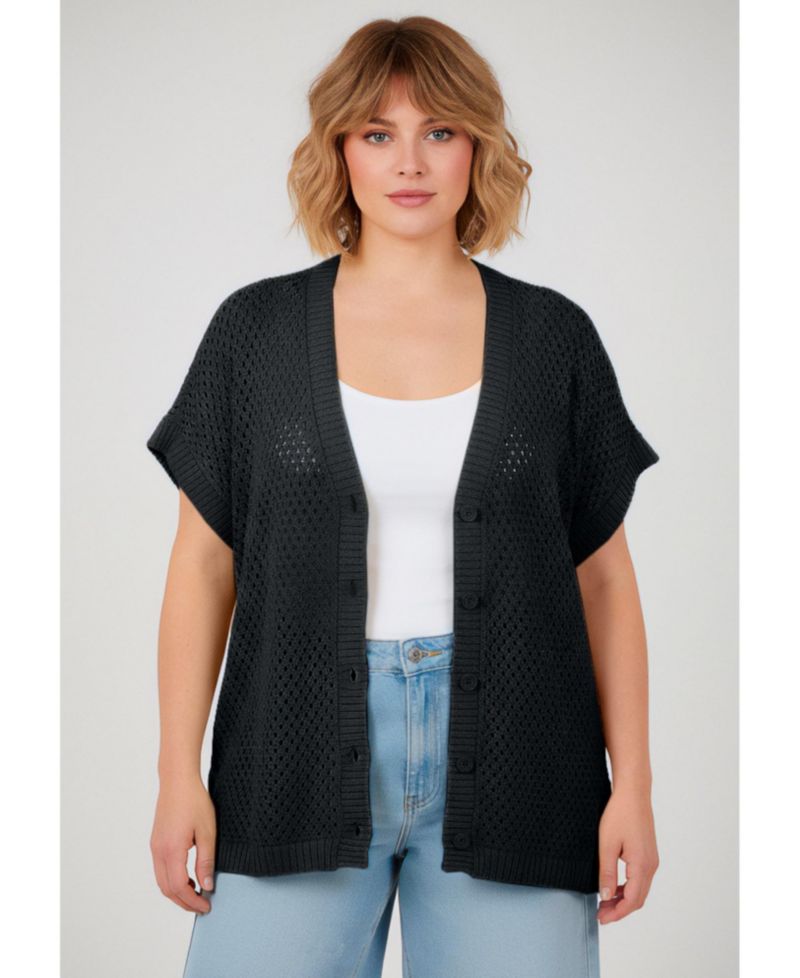 Women's Short Sleeve Button Front Cardigan