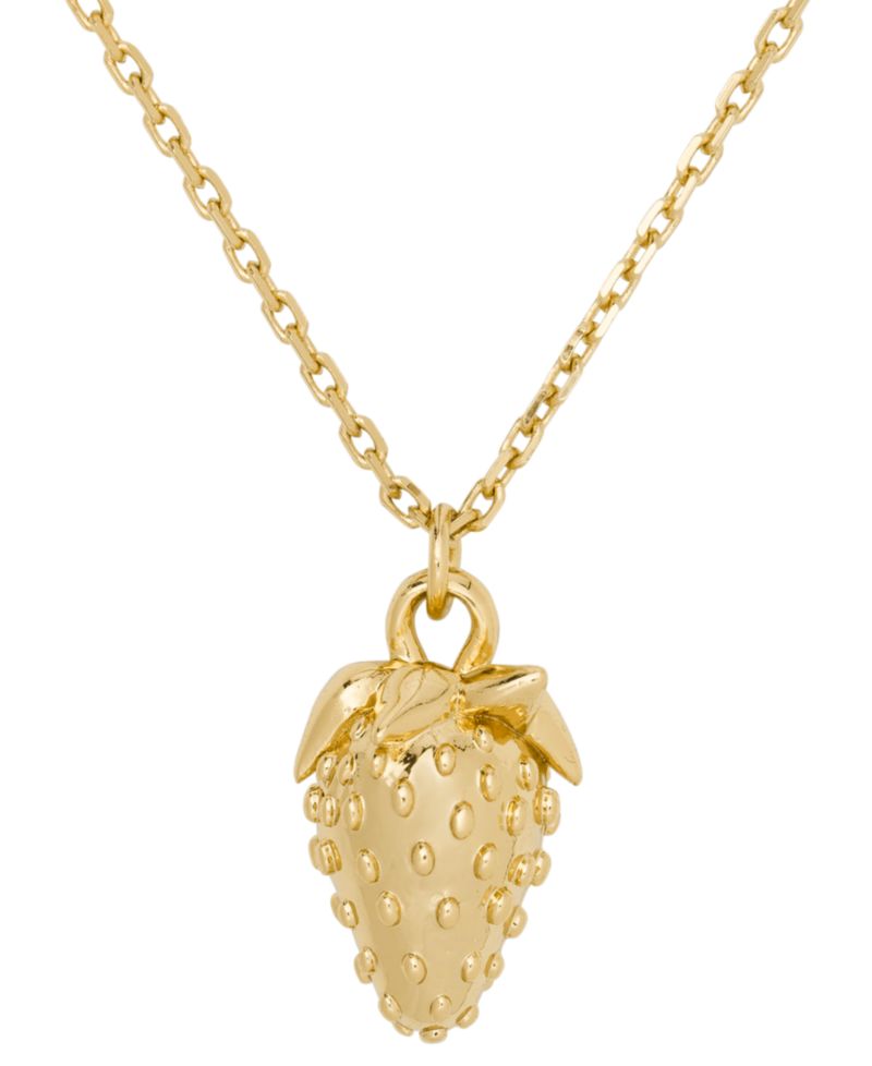 Gold-Tone Secret Garden Strawberry Short Pendant Necklace