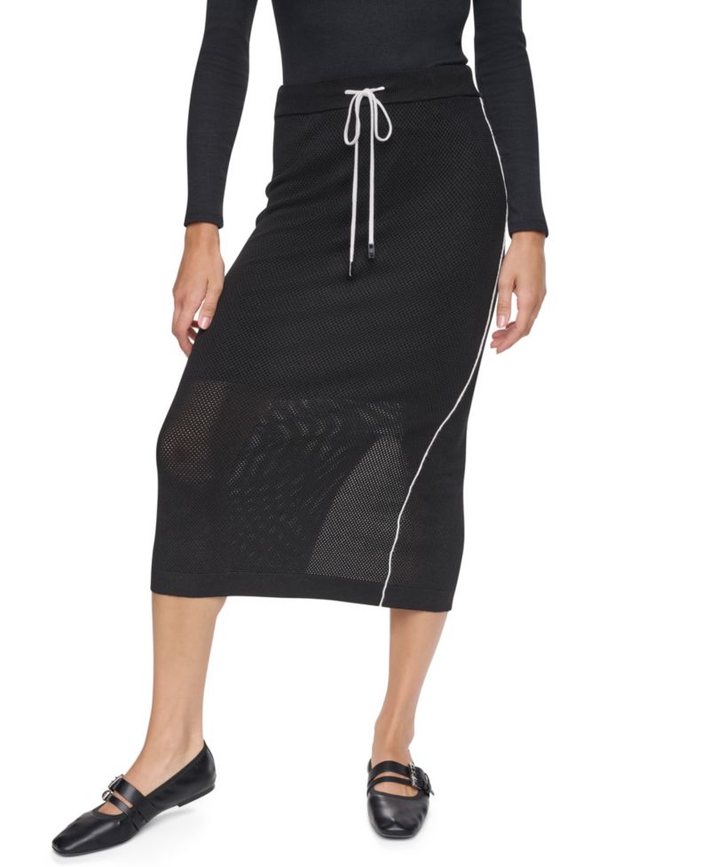 Women's Pointelle Mesh A-Line Pull-On Skirt