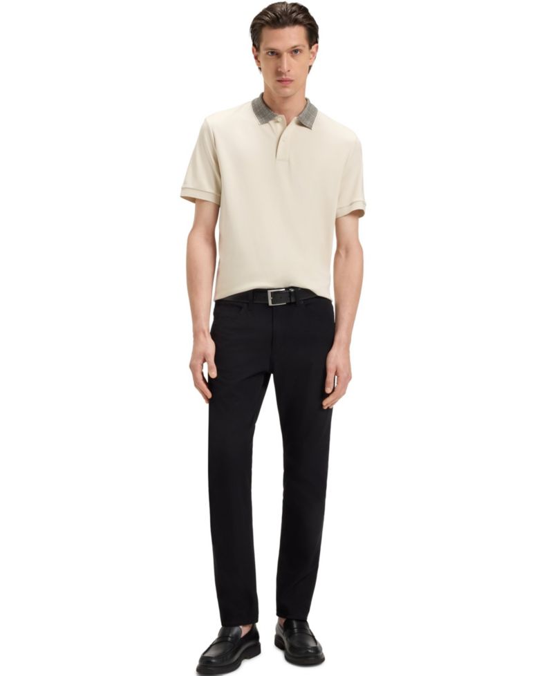 Men's Patterned Collar Pima-Cotton Polo Shirt