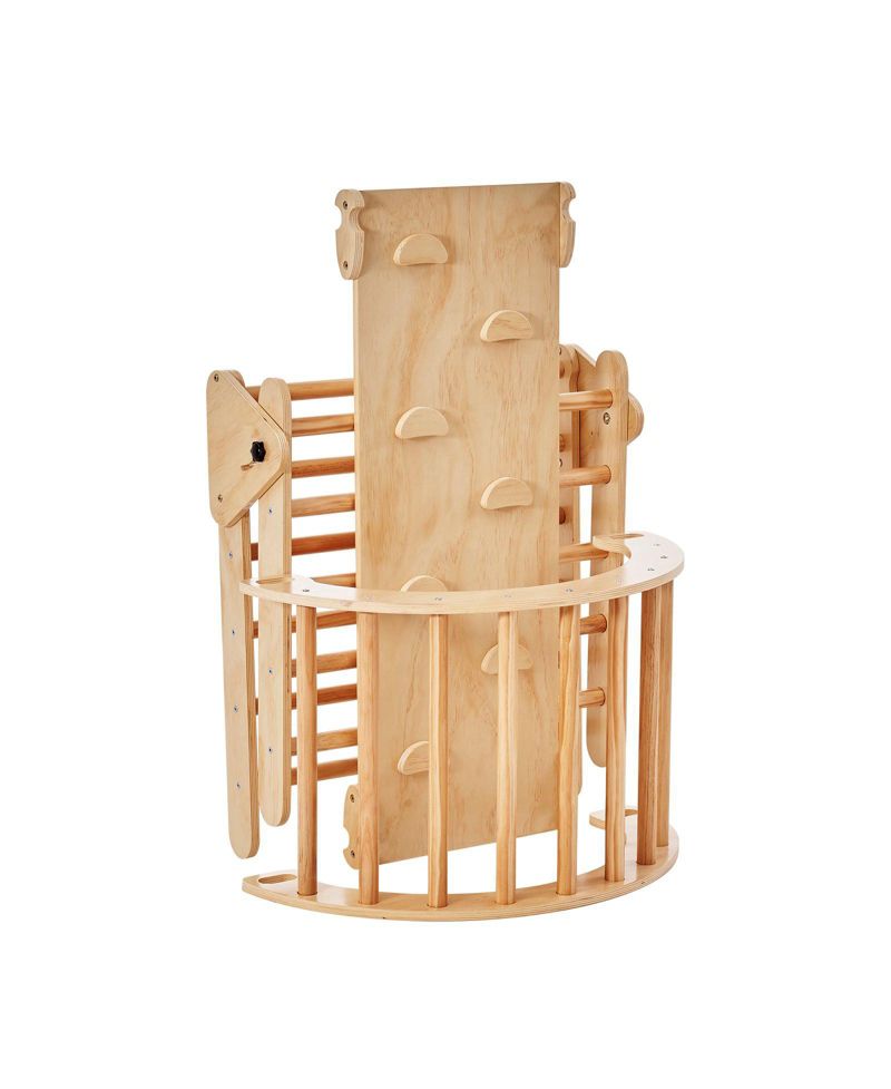 Pikler Triangle 5-in-1 Montessori-Inspired Wooden Climbing Gym, 3-Piece Set