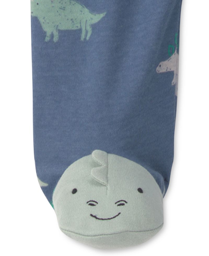 Baby Boy's Dinosaur Foot Art 2-Way Zip Sleep & Play