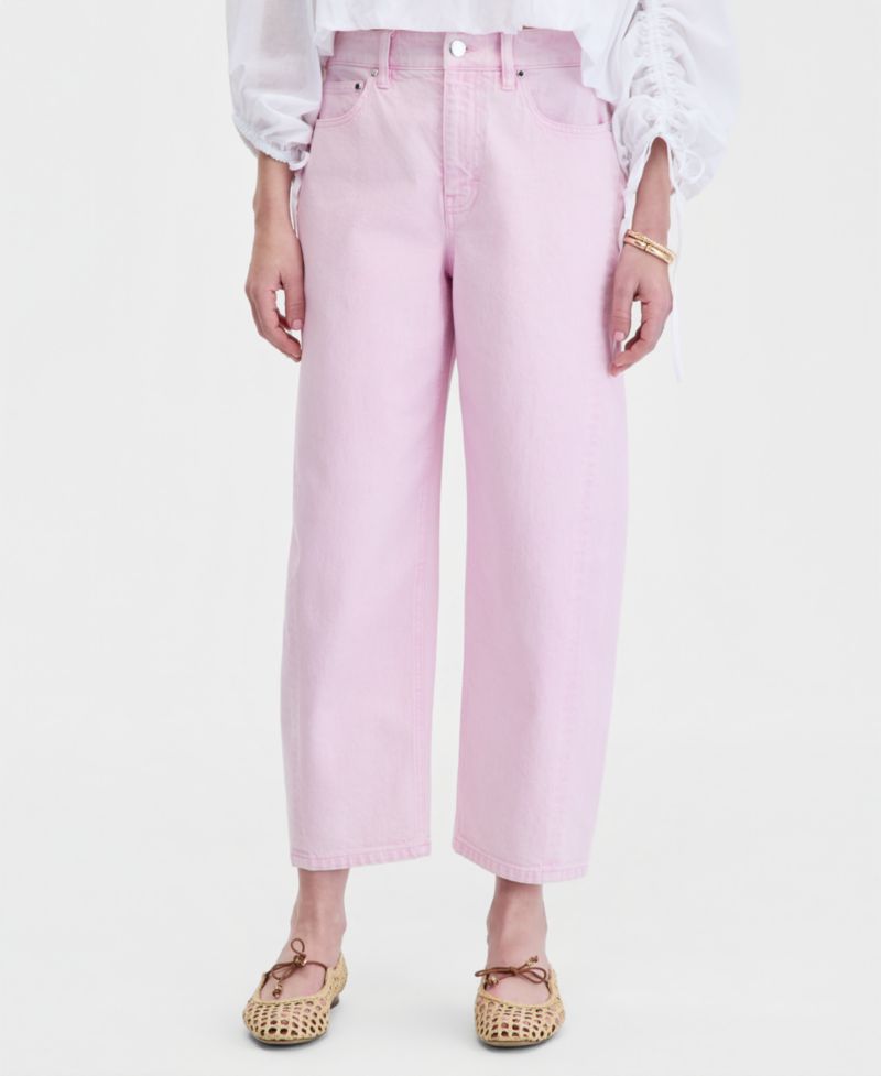 Women's Cropped High-Rise Barrel-Leg Jeans
