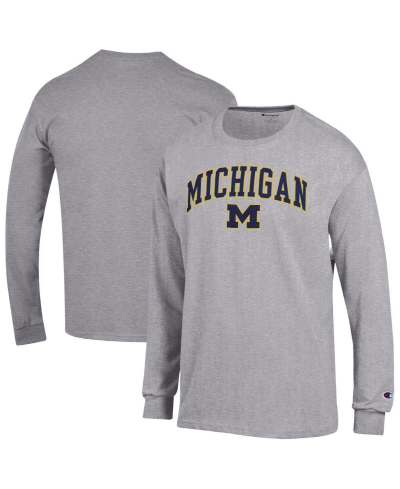 Men's Maize Michigan Wolverines Arch Over Logo Long Sleeve T-Shirt