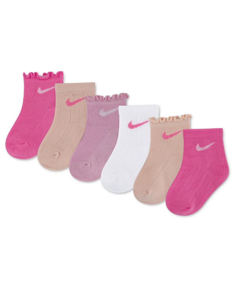 Baby and Toddler Girls' 6M-4T Textured Ankle Socks, 6-Pack