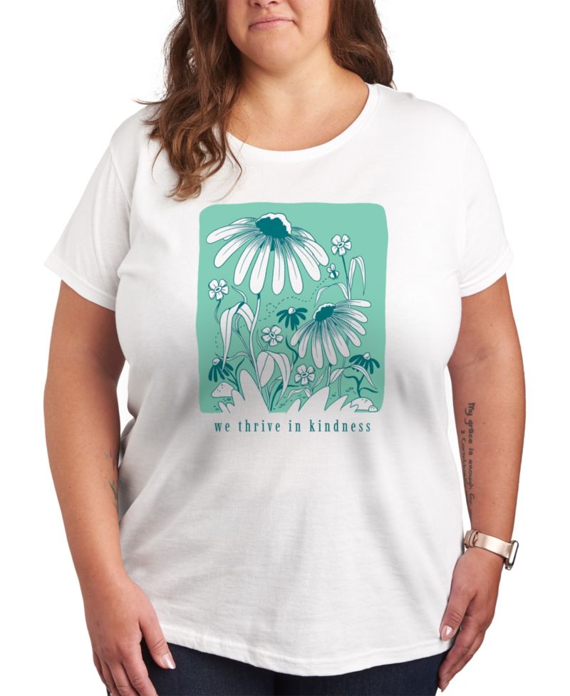 Trendy Plus Size Thrive In Kindness Graphic Crew Neck T-Shirt