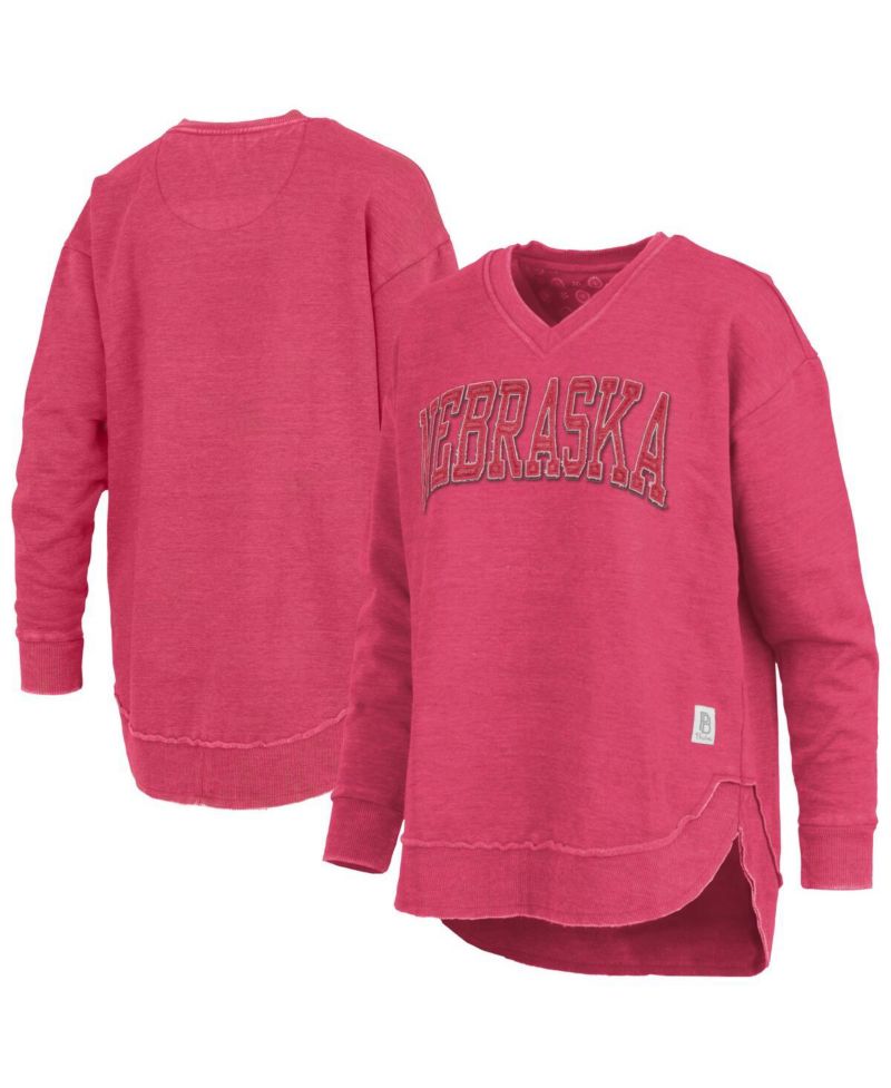 Women's Scarlet Nebraska Huskers Westin Poncho V-Neck Pullover Sweatshirt
