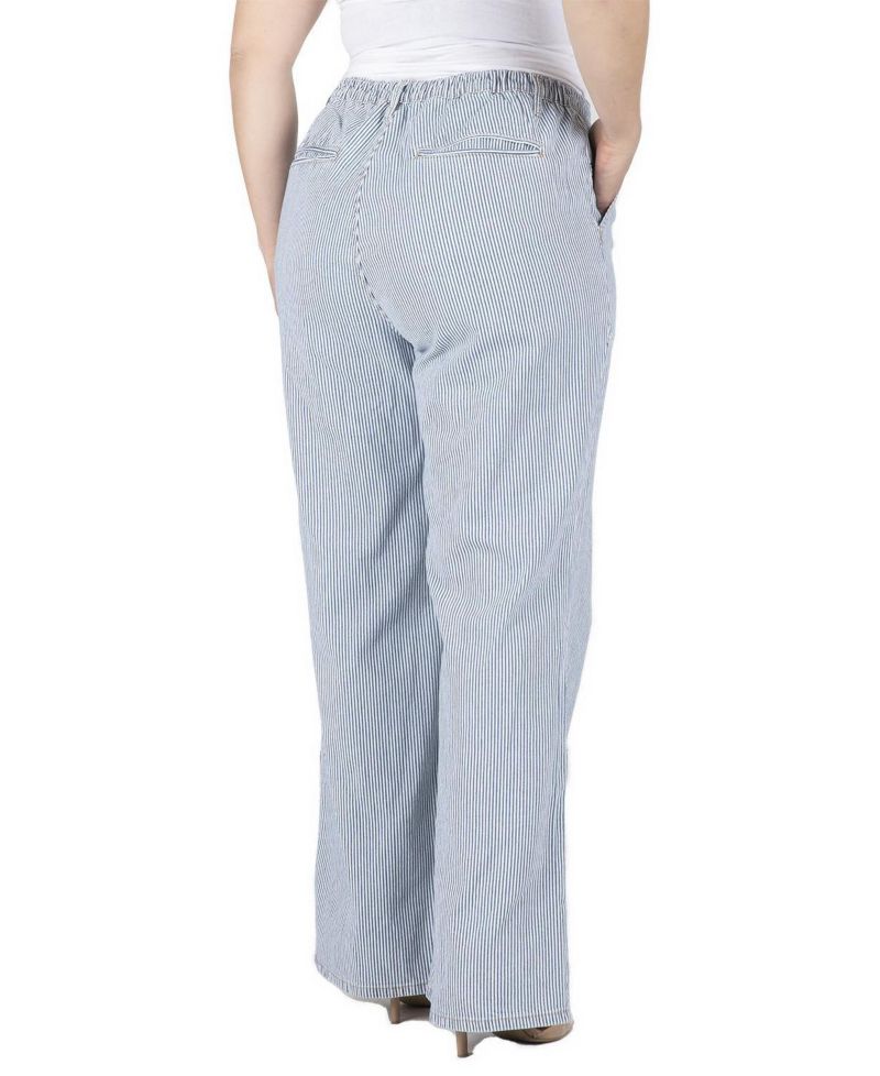 Women's Mona High-Rise Wide-Leg Striped Denim Pants