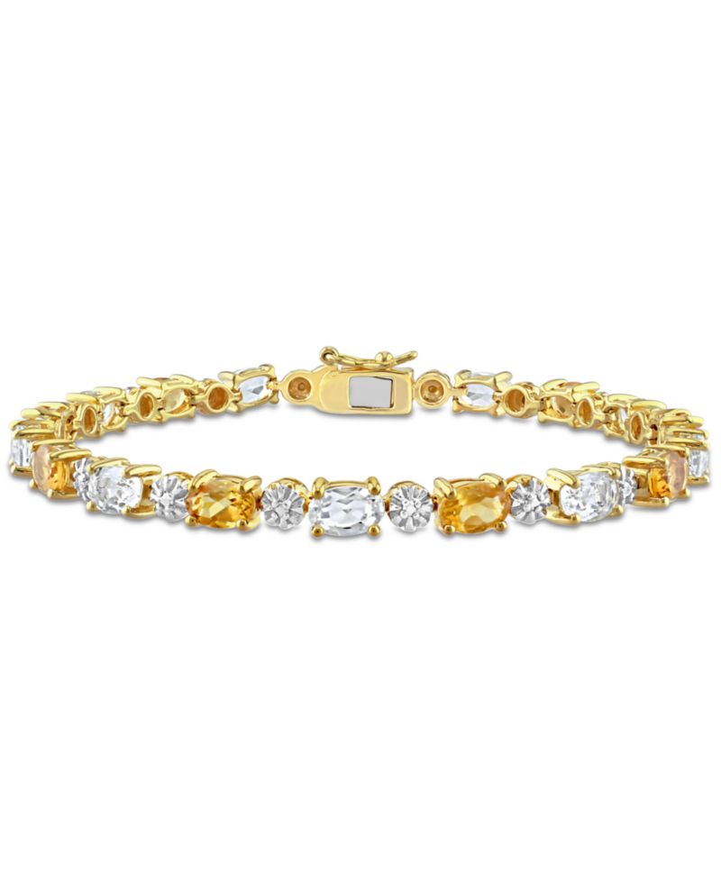 Citrine (8-1/10 ct. t.w.) & Diamond Accent Link Bracelet in 18k Gold-Plated Sterling Silver