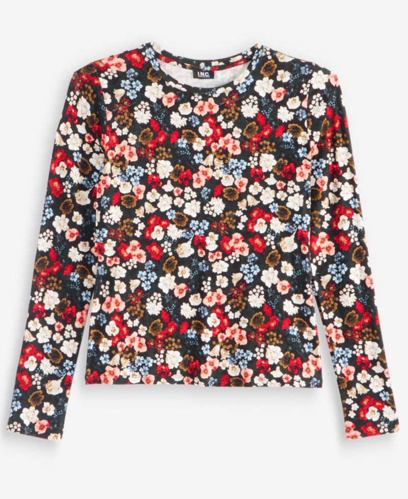 Women's Floral-Print Long-Sleeve T-Shirt