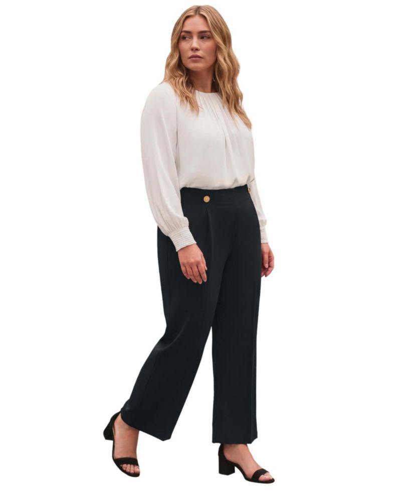 Plus Size Cool Hand Wide-Leg High-Rise Side-Zip Trousers