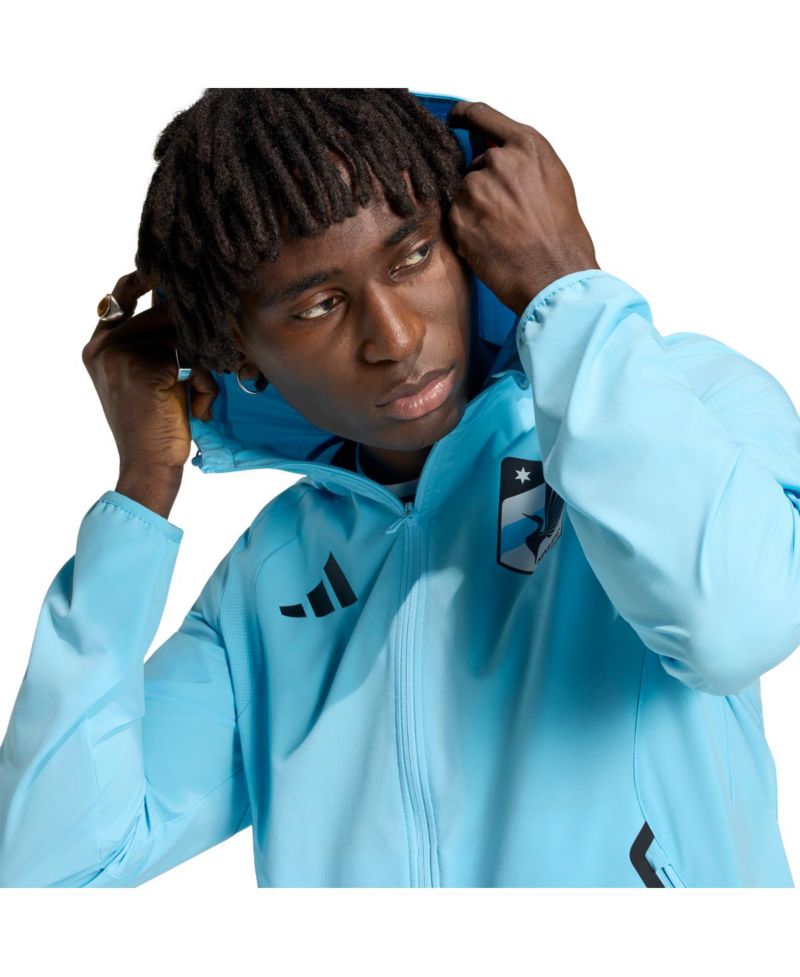 Men's Light Blue Minnesota United FC Tiro Travel Full-Zip Hooded Windbreaker Jacket