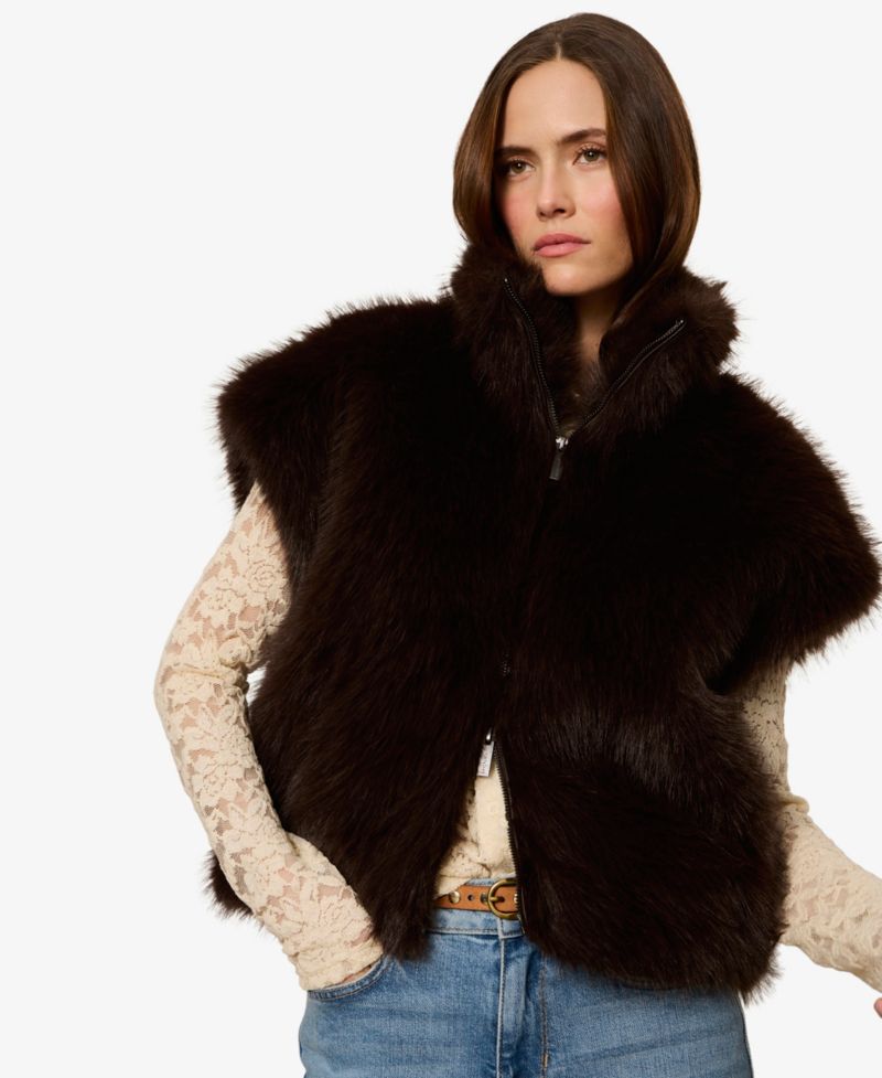 Petite Faux-Fur Lined Relaxed-Fit Vest