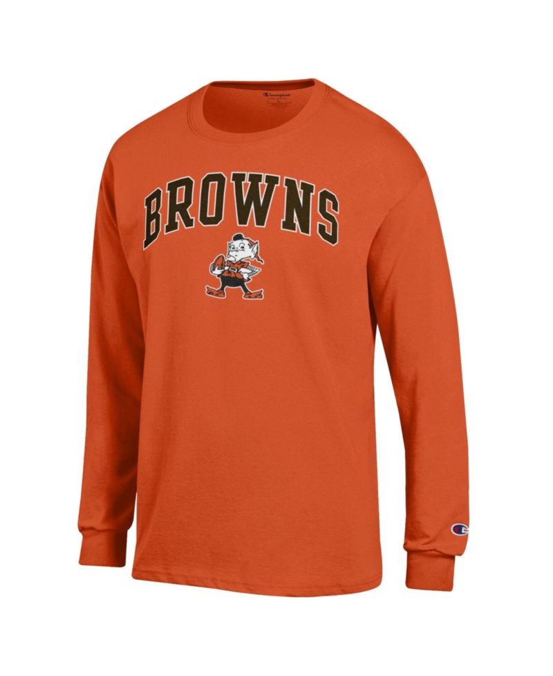 Men's Orange Cleveland Browns Arch Over Logo Long Sleeve T-Shirt