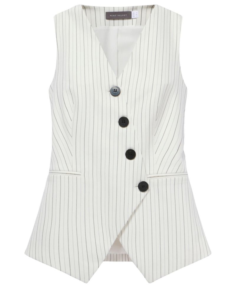 Women's Pinstripe Asymmetric Waistcoat