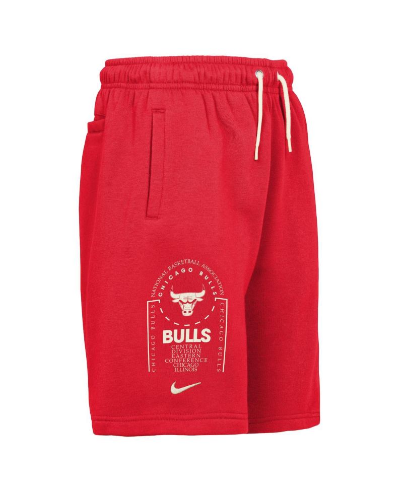 Big Boys and Girls Red Chicago Bulls Courtside Club Fleece Shorts