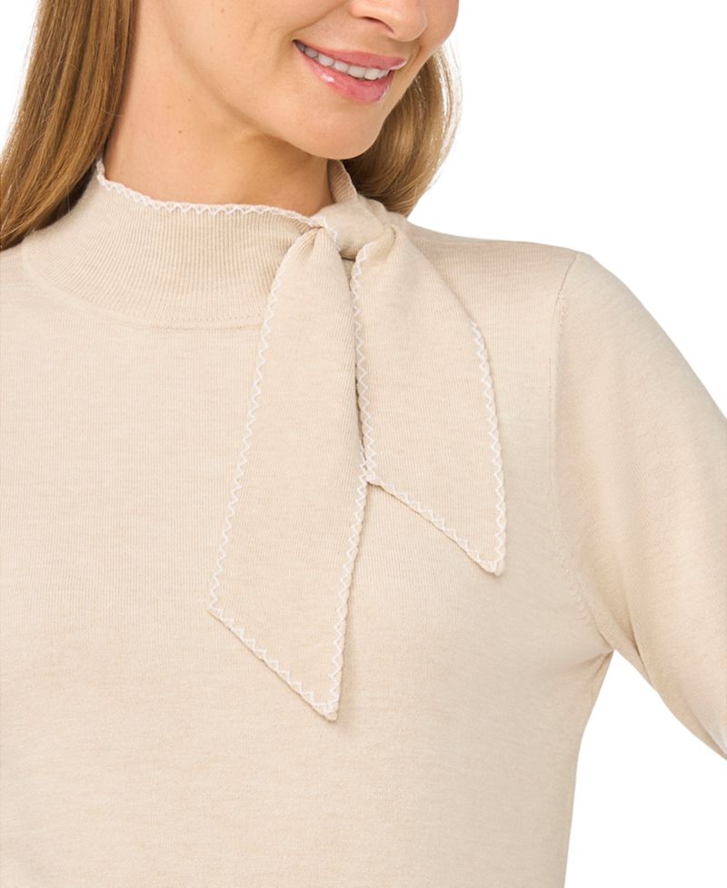 Women's Scarf Tie Neck Sweater