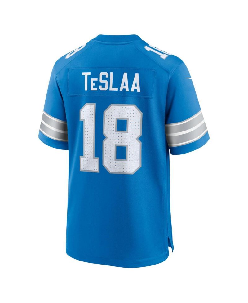Men's Isaac TeSlaa Blue Detroit Lions Game Player Jersey