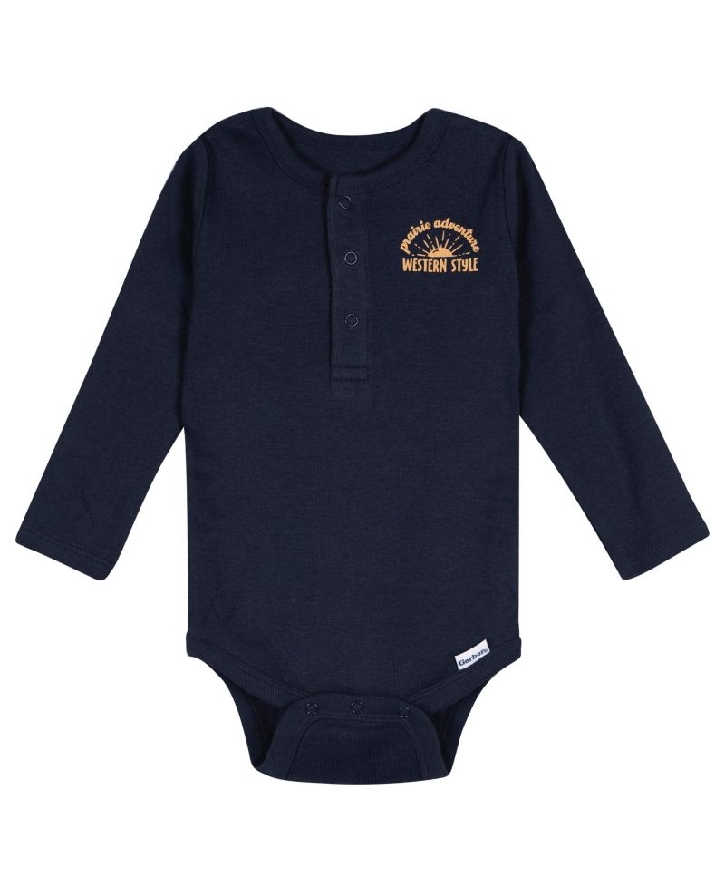 Baby Boys' 5-Pack Long Sleeve Bodysuits, Grey Heather, 12 Months