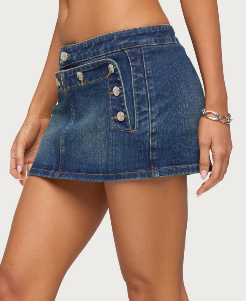 Women's Fridie Buttoned Denim Mini Skort