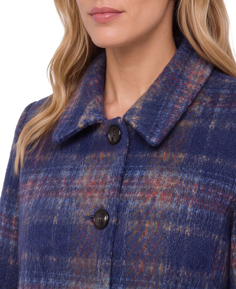 Women's Plaid Wool-Blend Swing Coat