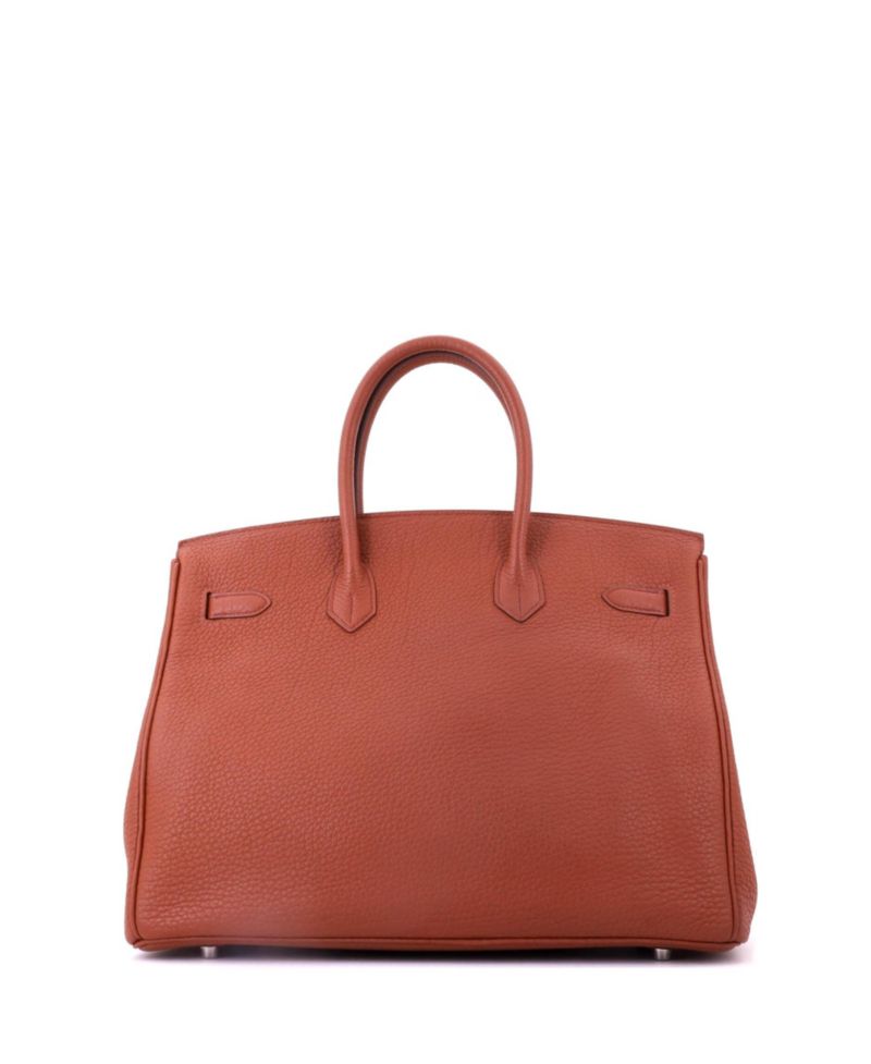 Birkin 35 Handbag Brown Fjord with Palladium Hardware