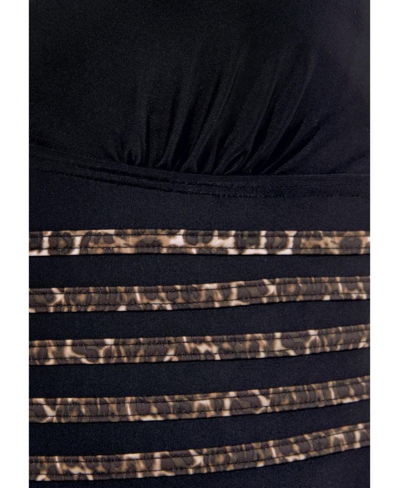 Women's Animal Print Trim Tummy Control One-Piece Swimsuit
