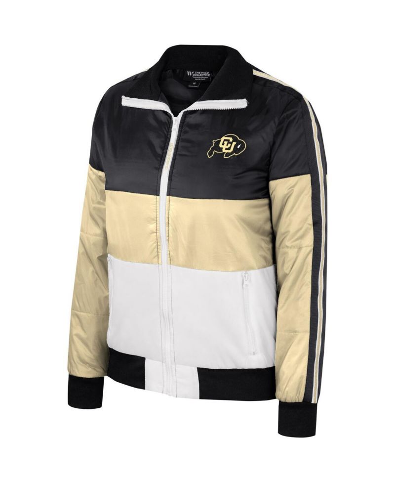 Women's Gold Colorado Buffaloes Color Block Puffer Full-Zip Jacket
