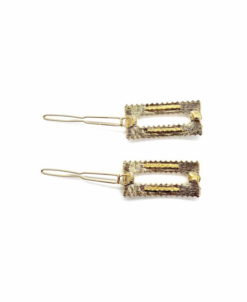 Women's Emerald Cut Rhinestones Barrette, Pack of 2