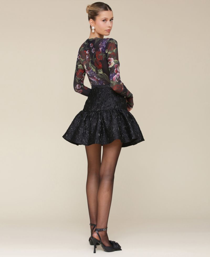 Women's Printed Long-Sleeve Mesh Top