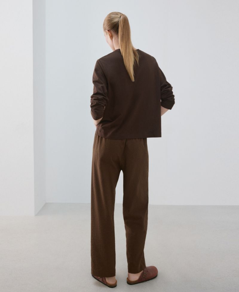 Women's Seersucker Striped Long-Sleeve Pajama Set