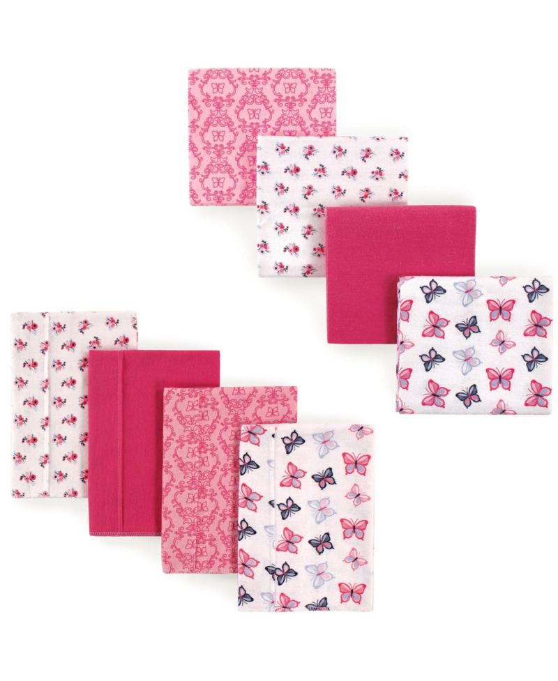 Cotton Flannel Burp Cloths and Receiving Blankets, 8-Piece