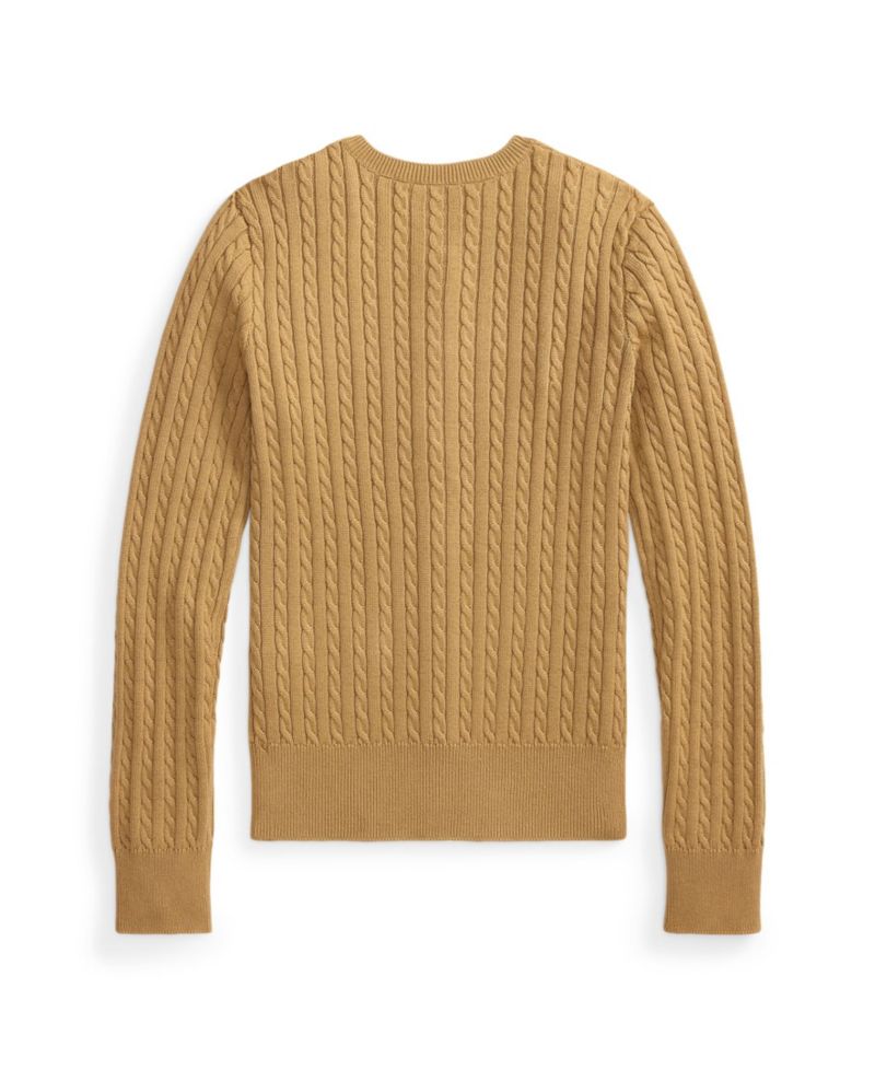 Girls' 7-16 Polo Bear Mini-Cable Cotton Cardigan