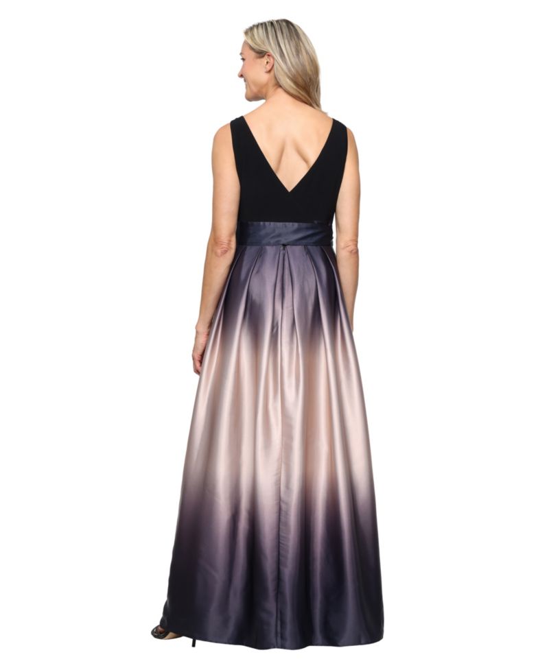 Petite Ombr&eacute; Satin Bow Sash Gown