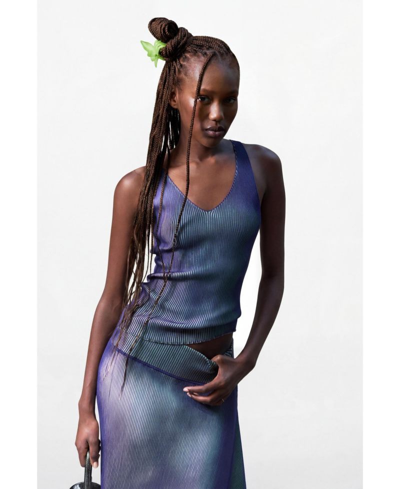 Women's Long iridescent knit skirt