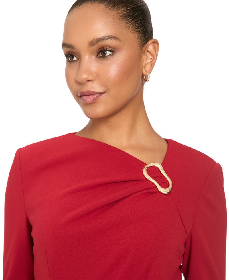 Women's Cowl Neck Midi Sheath Dress