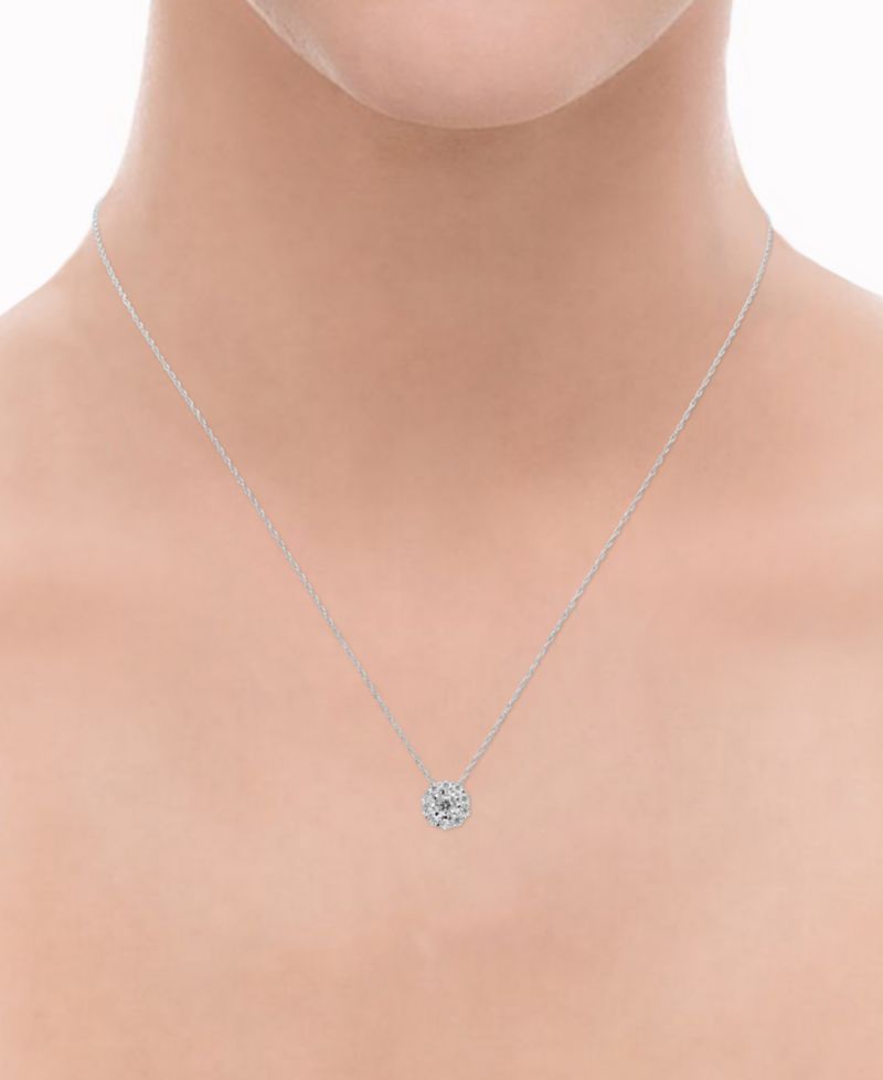 Diamond Halo 18" Pendant Necklace (1/4 ct. t.w.) in 14k White Gold