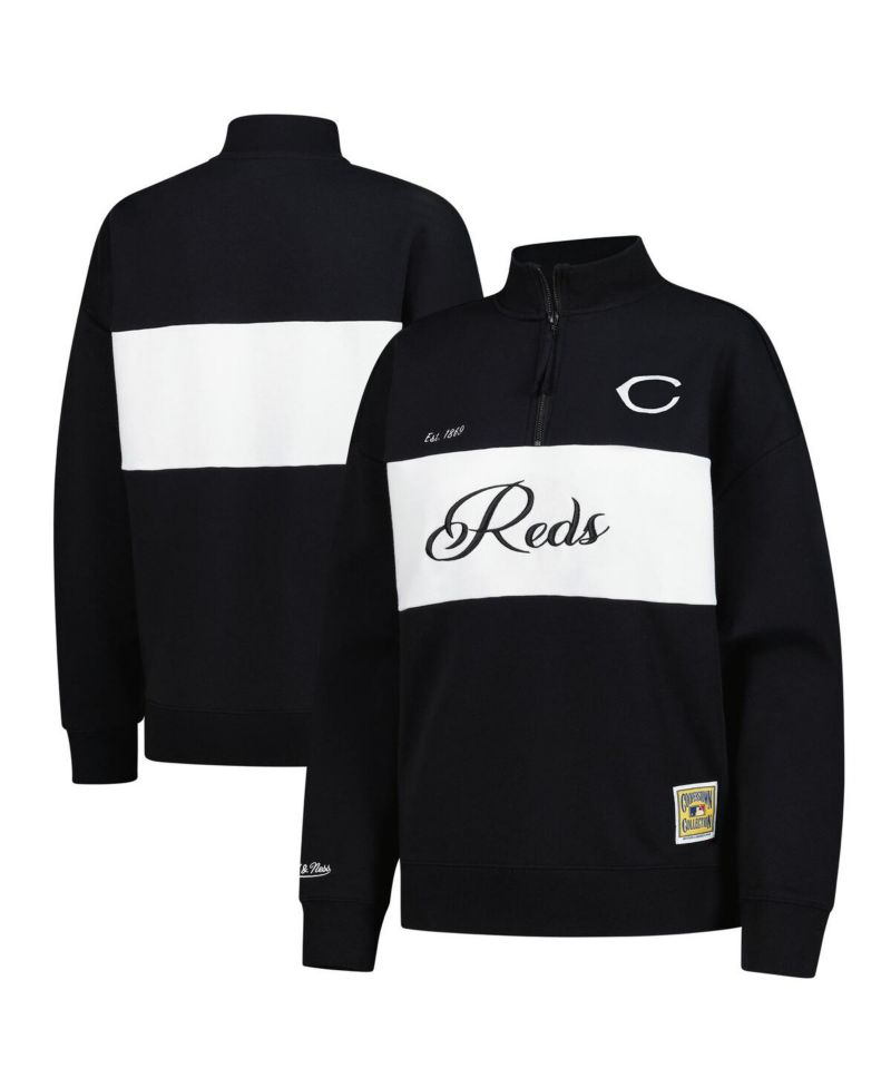 Women's Black Cincinnati Reds Quarter-Zip Pullover Top