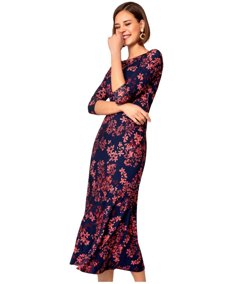 Women's Maxine Floral-Print Asymmetric Bias-Cut Midi Dress