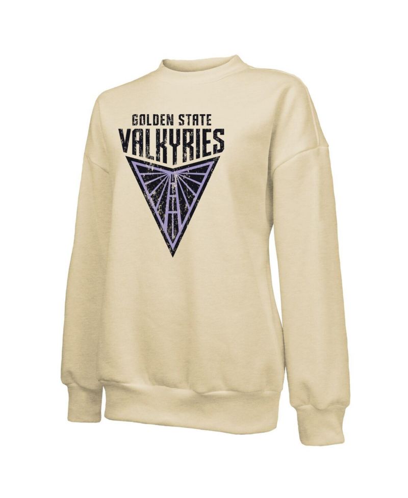 Women's Cream Golden State Valkyries Primary Logo Drop Shoulder Tri-Blend Pullover Sweatshirt
