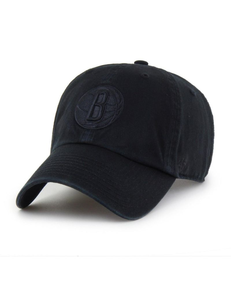 Men's Brooklyn Nets Black on Black Clean Up Adjustable Hat